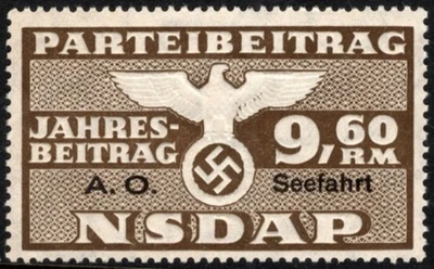 Vintage Nazi Germany Dues Stamp NSDAP Annual Membership Party Contribution 9.60 - Image 1 of 4