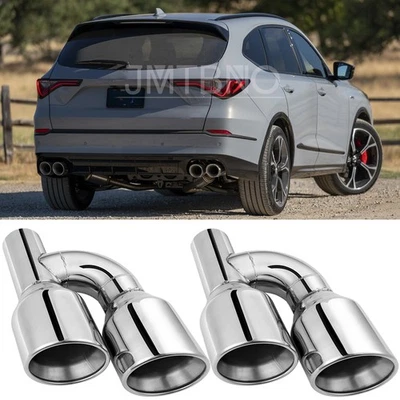 Para Acura MDX RDX Par 2.5" In Quad 4" Out Doble Pared Punta de Escape Acero Inoxidable Foto 1 de 4