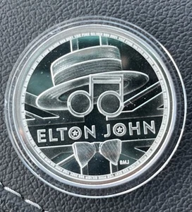 2021 Great Britain Music Legends Elton John 1 oz .999 Fine £2 Silver Coin Round - Picture 1 of 4
