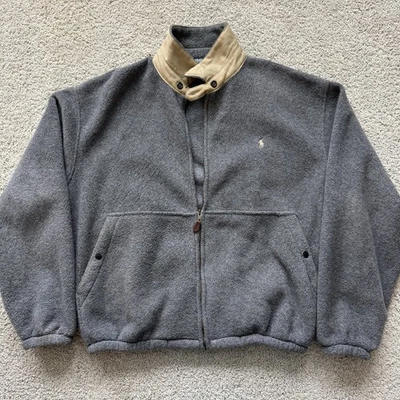 VTG Polo Ralph Lauren Fleece Jacket Gray Mens XL Made In USA Outdoors - Image 1 of 4