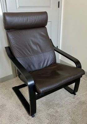 IKEA Poäng brown leather armchair - Retail $289 - Image 1 of 4