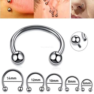 Piercing PRESTERILIZZATO Orecchio naso Labbra Ferro di Cavallo Anello 316L Accia - Imagen 1 de 10