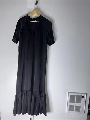 Camisola Nordstrom romântica lavável em camadas 100% seda preta média - Imagem 1 de 4