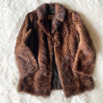 Abrigo de piel real SAGA MINK Luxury Gold Label marrón para mujer talla L 11 excelente usado Foto 1 de 4