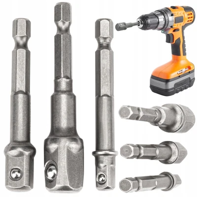 Bohrmaschine Adaptersatz Stecknuss Adapter Stecknusshalter Bit 1/4" 3/8" 1/2" - Bild 1 von 3