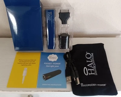HALO 口袋 Power Starlight 3000 蓝色充电器 移动电源 全新带盒 — 第 1/4 张图片