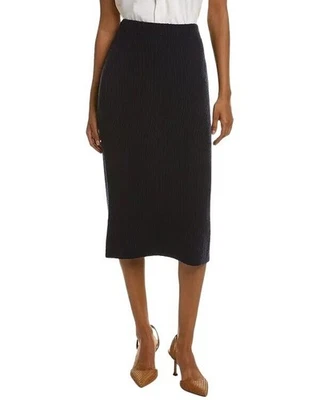 Saia Midi Vince Lã Cashmere Feminina S Azul Marinho Luxo Chique Minimalista Nova - Imagem 1 de 4