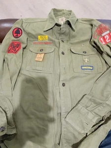 Vintage Boy Scout 1950’s Uniform Men’s Shirt Long Sleeve Patch - Picture 1 of 13