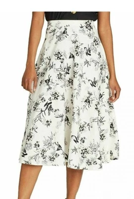 Falda midi floral Who What Wear mezcla de lino para mujer talla 16 Beach Career Resort  Foto 1 de 4