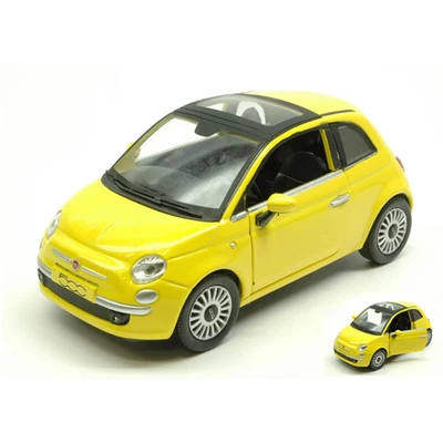 FIAT NUOVA 500 2007 YELLOW 1:24 New Ray Auto Stradali Modellino Nuovo - Immagine 1 di 3