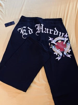 Ed Hardy  Sweatpants Size Large Wide Leg Fit - Image 1 of 4