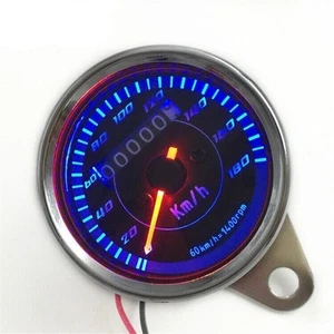 Universal Black Odometer Speedometer Tachometer Gauge Cafe Racer Motorcycle 12V - Picture 1 of 8