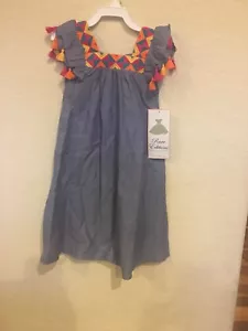 NWT Rare Editions Chambray Embroidered Dress 6X NWT $45 Easter - Picture 1 of 6