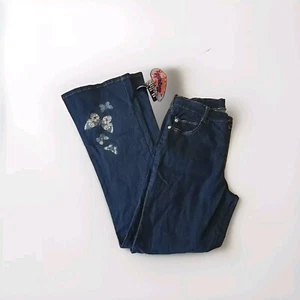 Vintage 90s Y2k Liquid X Butterfly Flare Jeans Trendy Denim Pants Size 13 - Picture 1 of 6