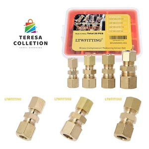 Surtido Kit Latón 3/16 Pulgadas a 3/8 Pulgadas OD Compresión Reductor Unión Set... - Imagen 1 de 6