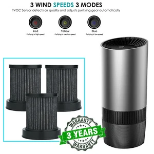True HEPA Air Purifier for Car Smoker Air Cleaner Ionizer TVOCs Odor Dust Sensor - Picture 1 of 17