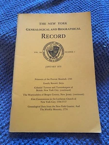 New York Genealogical and Biographical Record, Vol 104, Number 1, January 1973 - Picture 1 of 1