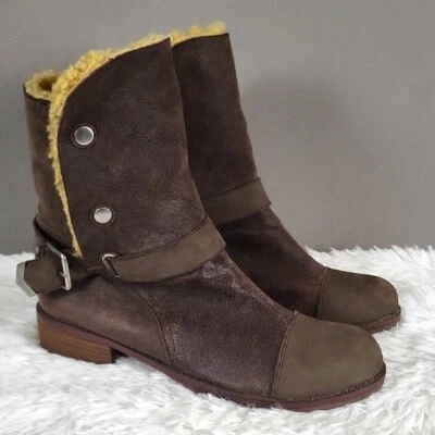 Matt Bernson Dark Brown Tundra Shearling Lined Mid Calf Boots Wmn Sz 10 - Image 1 of 4