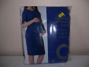 Time and Tru Maternity Short Sleeve Dress Size s Blue Scoop Neck Side brown bag - Picture 1 of 1
