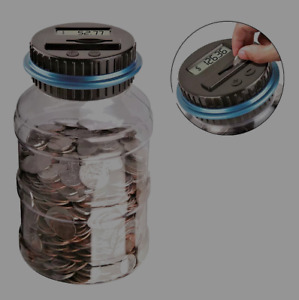 Clear Digital Piggy Bank Coin Savings Counter LCD Counting Money Jar Change