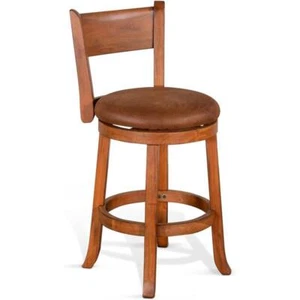 Sunny Designs Sedona 24" Mahogany Wood Swivel Barstool in Rustic Oak (Set of 2) - Picture 1 of 7