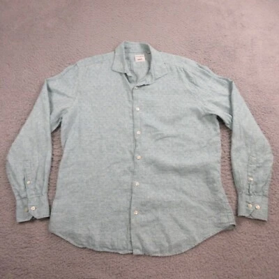 Murano Baird McNutt Mens Linen Button Up shirt size L Long Sleeve Aqua Blue - Image 1 of 4