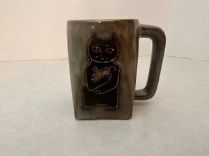 Design by Mara - Mexico Studio Art Pottery - Katze schwarz Kaffeebecher Tasse - signiert - Bild 1 von 8