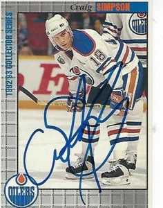 CRAIG SIMPSON SIGNED 1992-93 EDMONTON OILERS TEAM ISSUED CARD #020 - Picture 1 of 1
