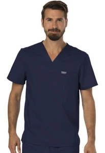Scrubs Cherokee Workwear Men V Neck Top WW690 NAV Navy Free Shipping - Picture 1 of 6