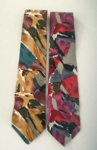 Lot of 2 Perry Ellis Mens Ties 100% Silk 1 Portfolio and 1 Handmade Made in USA  - Picture 1 of 10
