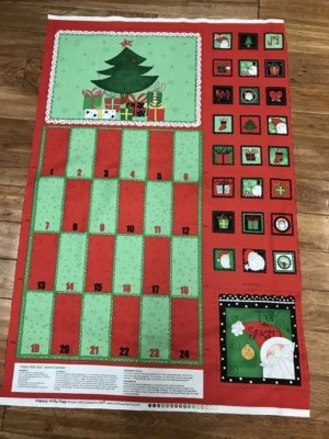 Christmas Advent Calendar quilters cotton Fabric Panel  - Image 1 of 4