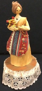 Vintage Cornhusk Doll Music Box with Robin's Clear See-Thru - Picture 1 of 6