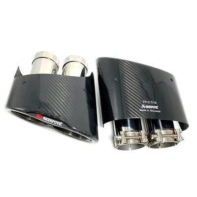 For Audi RS3 RS4 RS5 RS6  A3 A4 A5 A6 1 Pair Akrapovic Carbon Fiber Exhaust Tip - Изображение 1 из 4