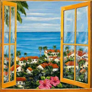 Tropical Seascape Accent & Decor Carol Walker Art Ceramic Tile POV-CWA005AT - Picture 1 of 2