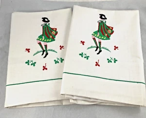 PAR DE FUNDAS DE ALMOHADA BORDADAS IRLANDESAS VINTAGE - Imagen 1 de 4