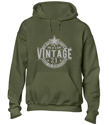COTTONRIDGE AGED TO PERFECTION 21 YEARS 21ST BIRTHDAY HOODY HOODIE FUNNY JOKE GIFT IDEA TOP