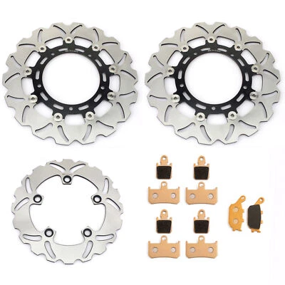 2 Front 1 Rear Brake Rotors Discs Pads for Yamaha YZF R1 YZF-R1 1000 2007-2014 - Image 1 of 4