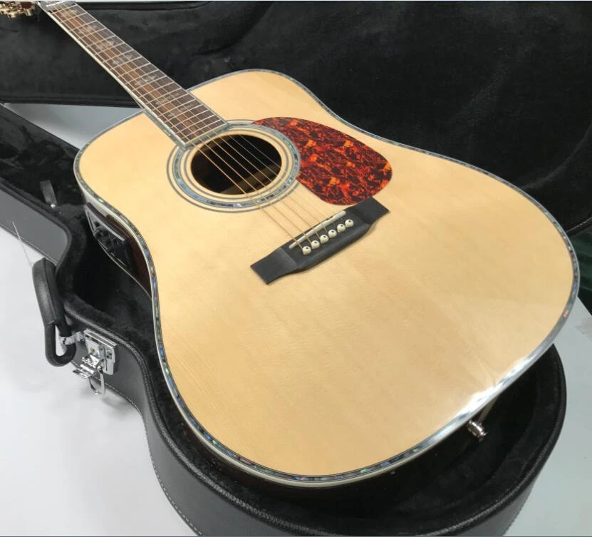 NUEVA 2018 Guitarra Acústica Eléctrica Buena Calidad Abeto Sólido Fishman EQ D Estilo Foto 1 de 4