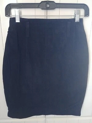 Saia lápis vintage Express preta couro camurça genuíno tamanho 1/2 cintura alta - Imagem 1 de 4