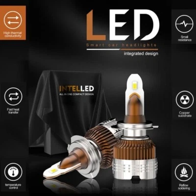INTEL LED CAR HEADLIGHT BULBS KIT WHITE H7 H4 H1 H11 HB4 9006 - Image 1 of 4