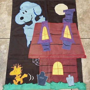 Halloween Decorative Flag Snoopys Haunted Doghouse Peanuts Double Sided 36x30in. - Picture 1 of 11