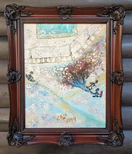L S LOWRY After/Manner Of, Signed LSLS 1944 Original Framed Painting Fire Snow - Picture 1 of 17