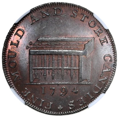 Middlesex Shackelton's Candles Conder 1/2 Penny Token 1794 NGC MS 65BN D&H-475 - Image 1 of 3
