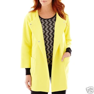 Chaqueta Liz Claiborne Mod Amarillo Cocoon Talla L Precio de venta sugerido por el fabricante $95.00 Nueva con etiquetas - Imagen 1 de 2