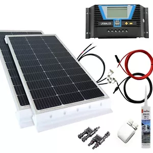 Wohnmobil Solaranlage 260 Watt Set LCD Laderegler Batterie 12 Volt weiß - Bild 1 von 10