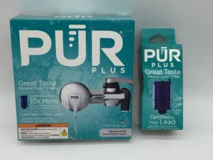 PUR PLUS Faucet Mount Filtration System, Chrome with Water Filter Cartridge - Picture 1 of 6