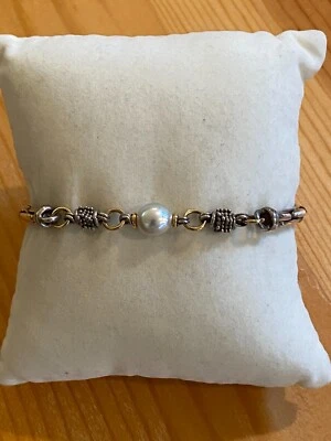 Michael Dawkins Pearl 14K Gold Spacers 925 Sterling Silver Bead & Link Bracelet - Image 1 of 4
