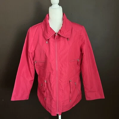 Giacca aGallery Company Womens Size Large Zip Up Rain Windbreaker Jacket Pink - Изображение 1 из 4
