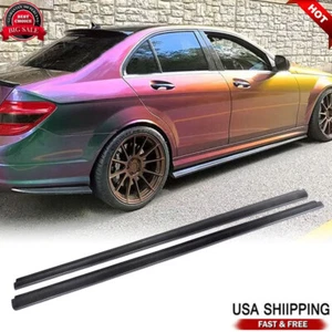 For Mercedes Benz W204 C63 08-14 REAL CARBON Side Skirts Extensions Lip Spoiler - Foto 1 di 12