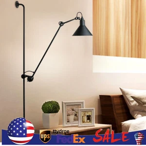 360 Swing Long Arm Wall Sconce Lamp Bedroom Bedside Lighting Fixture Adjustable - Picture 1 of 19